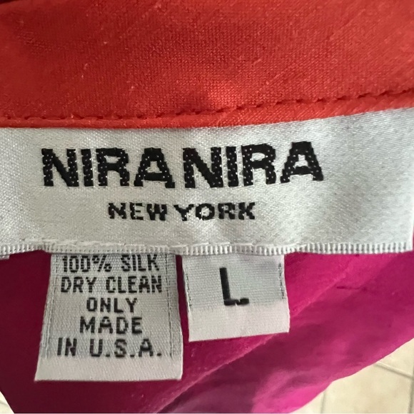 Vintage🖌️ Nira Nira Silk Pant Set L Magenta Orange 3 Pc Art to Wear Made in USA - Picture 3 of 12